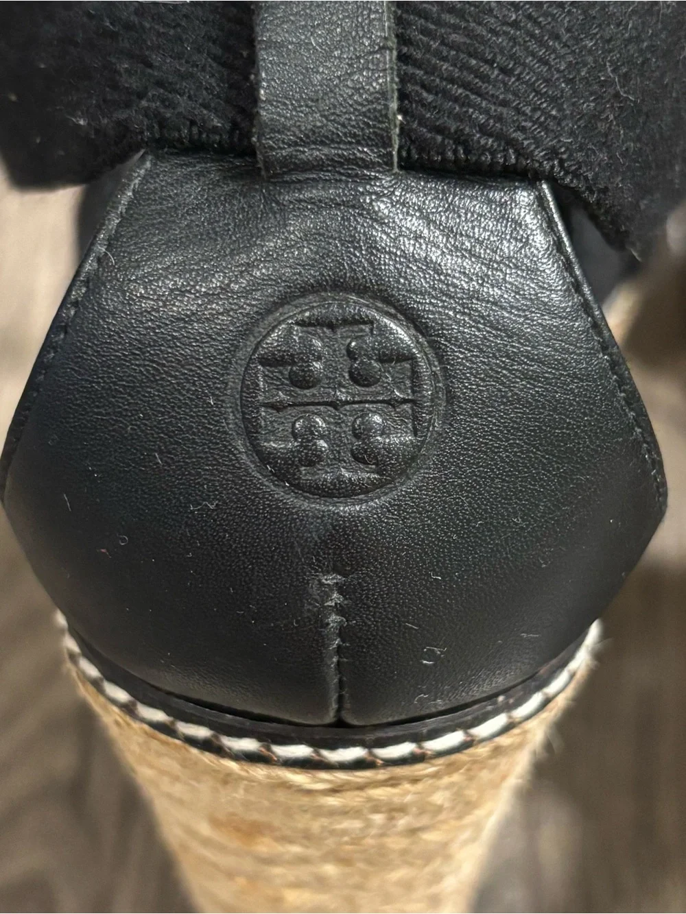 Tory Burch Adonis Elastic High Wedge 4.5”Espadrilles Black Womens size 11B ISSUE